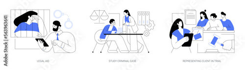 Criminal lawyer abstract concept vector illustrations.