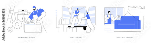 Moving company services abstract concept vector illustrations.