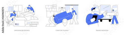 Full service moving company abstract concept vector illustrations.
