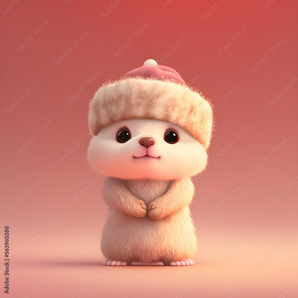 illustration of pink Chilean Pudu - stand up anthropomorphic valentine gift holding happy cute Sea Otter created by generative ai tool, fluffy and hairy, wearing a winter hat and scarf illustration of pink Chilean Pudu - stand up anthropomorphic valentine gift holding happy cute Sea Otter created by generative ai tool, fluffy and hairy, wearing a winter hat and scarf