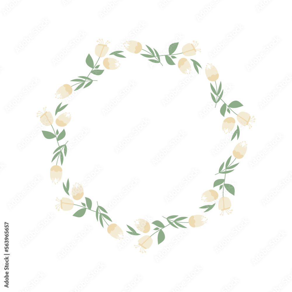 Floral round frame. Flower wreath, spring decorative border for photo or for text. Decorative element for Easter postcard or folk wedding invitation. Women's day, mother's day festive natural frame. Floral round frame. Flower wreath, spring decorative border for photo or for text. Decorative element for Easter postcard or folk wedding invitation. Women's day, mother's day festive natural frame.