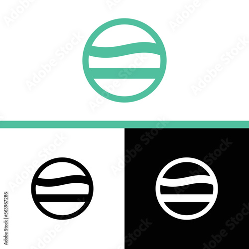 circle logo vector design, abstract art wave in colors, B and W