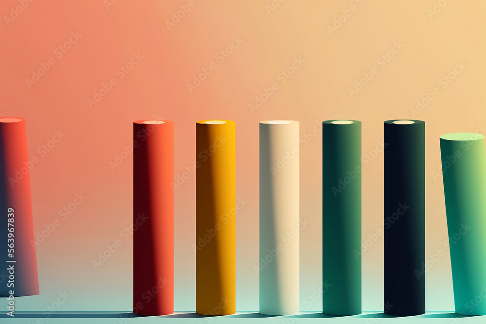 3D Colorful chalk lining up created with generative ai technology 3D Colorful chalk lining up created with generative ai technology