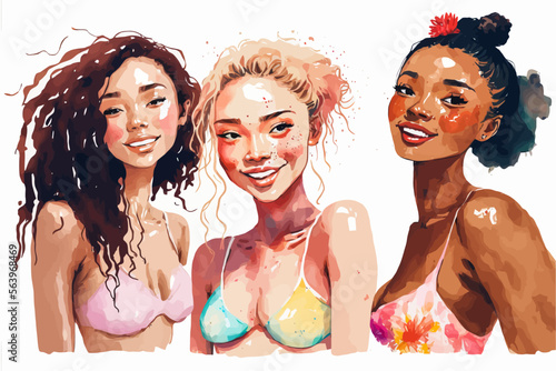 A joyful group of African friends with vibrant colors, multicolored hair & a watercolor beauty. Perfect for creating hype & modern visuals.