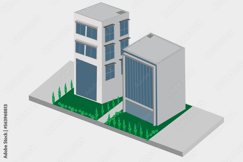 Metropolis kit 3D skyscrapers, houses, parks and streets in three-dimensional isometric view Metropolis kit 3D skyscrapers, houses, parks and streets in three-dimensional isometric view