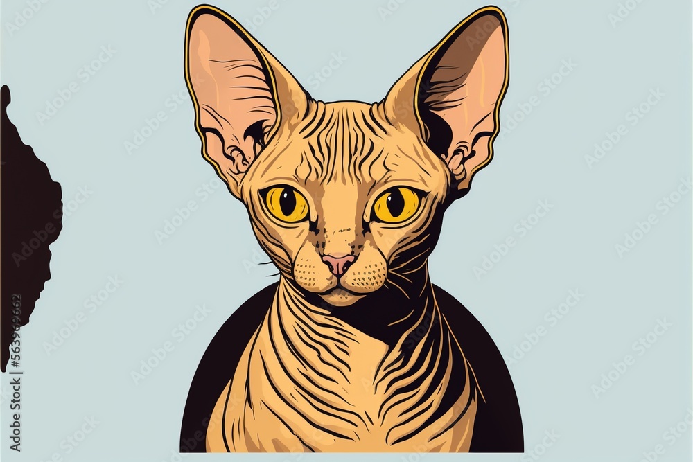 sphinx cat flat illustration created with Generative AI technology