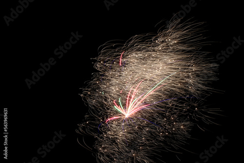 Real fireworks photography and abstract colorful fireworks background