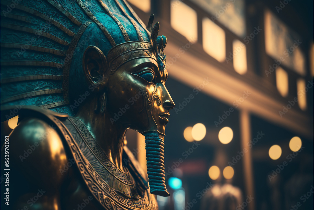 Pharaoh ruler statue illustration, ancient egyptian sculpture, ancient ...