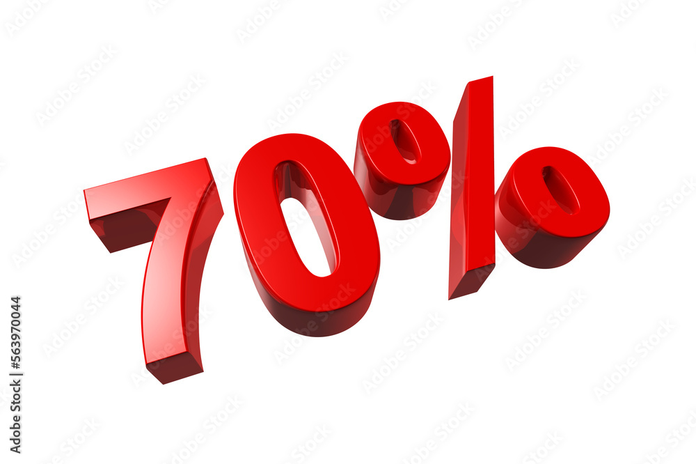 70% off discount offer. 3D illustration isolated on transparent background. Promotional price rate 70% off discount offer. 3D illustration isolated on transparent background. Promotional price rate