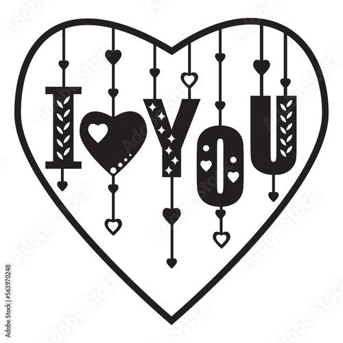 Template Multi-layered greeting card in the shape of a heart, black stencil, vector illustration in the style of papercut