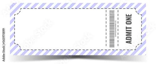 Admit one. blank ticket template. Concert ticket, lottery coupons. Vector coupon