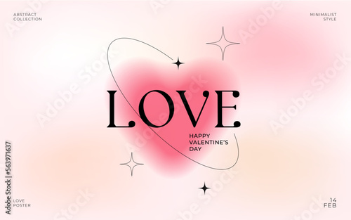 Modern design template of Valentines day and Love card, banner, poster, cover. Trendy minimalist aesthetic with gradients and typography, y2k background. Pale pink and yellow, red vibrant colors.