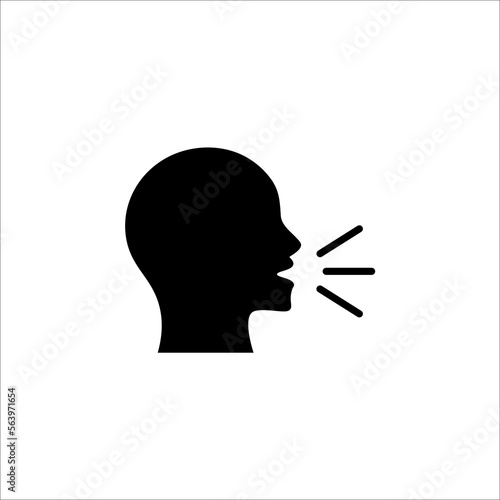 Voice control icon. Speak or talk recognition icon, sound commander or speech dictator head, vector illustration on white background