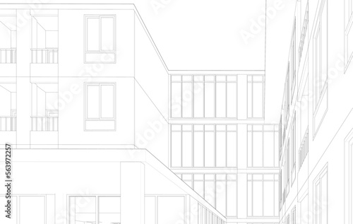 3D illustration of building project