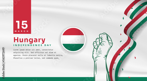 Banner illustration of Hungary independence day celebration with text space. Vector illustration.