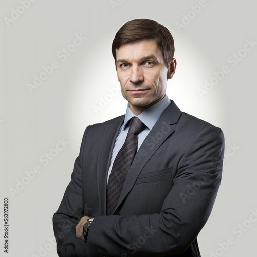 Generative ai mixed race businessman posing isolated background