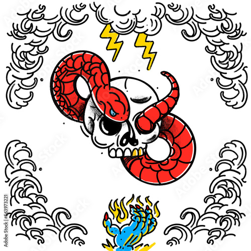 Snake-skull tattoo (ID: 563973221)