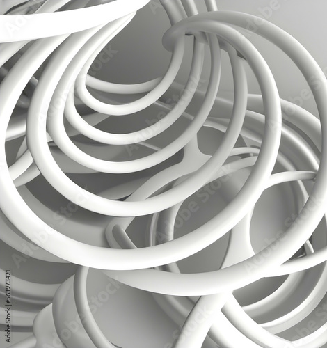Wallpaper Mural 3d abstract background with spiral. bunch of white circles. curves and swirls. Generative AI. Torontodigital.ca