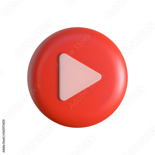 3d red round video play button icon
