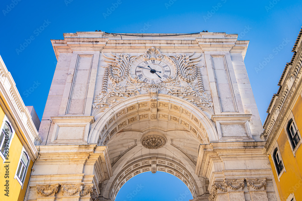 detail of the arch of the Rua Augusta in Lisbon, Portugal.