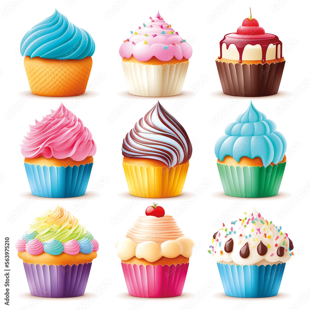 Cupcakes Icons Bäckerei – Generative AI Cupcakes Icons Bäckerei – Generative AI