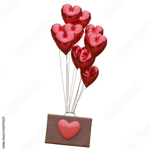 Heart balloon Valentine Day 3d element photo