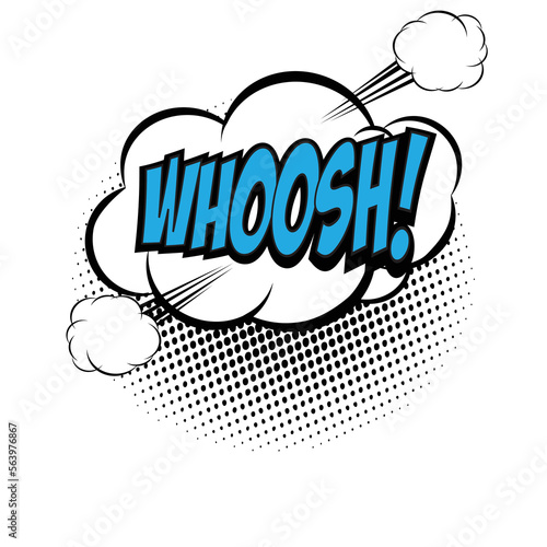 Whoosh word pop art retro vector illustration. Isolated image on white background. Comic book style imitation.