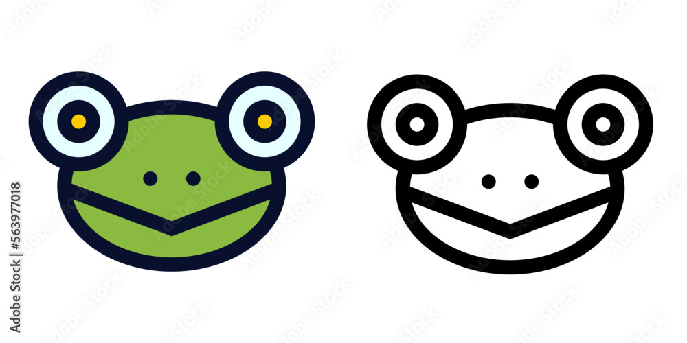 Frog Head. Color and Line Icons
