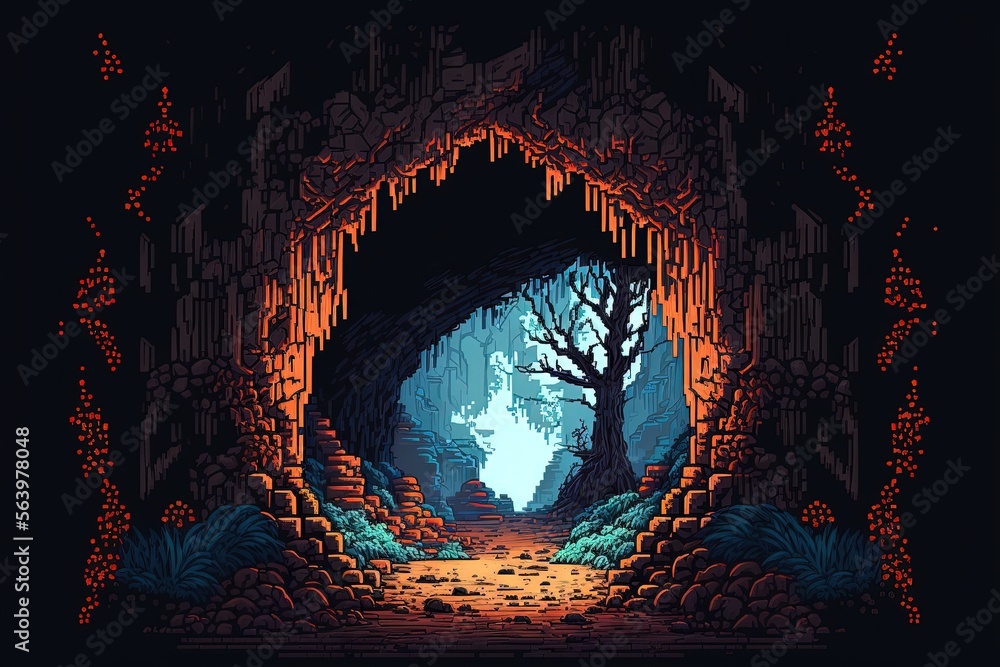 Pixel Art Cave Pixel Art Desktop Wallpaper Art Pixel Art Landscape ...