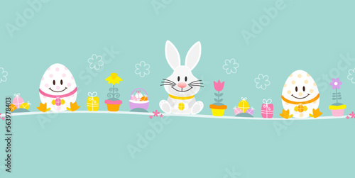 Weißer Osterhase & 2 Ostereier Icons Türkis