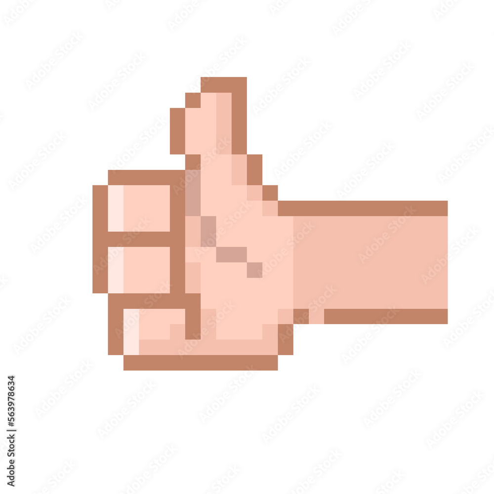 Pixel illustration of thumbs up Pixel illustration of thumbs up