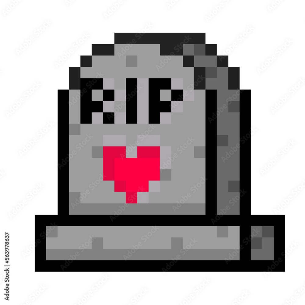 Fototapeta premium Pixel illustration of a grave of a heart