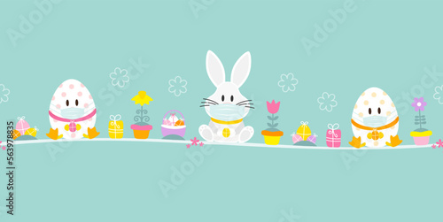 Weißer Osterhase & 2 Ostereier Maske Icons Türkis