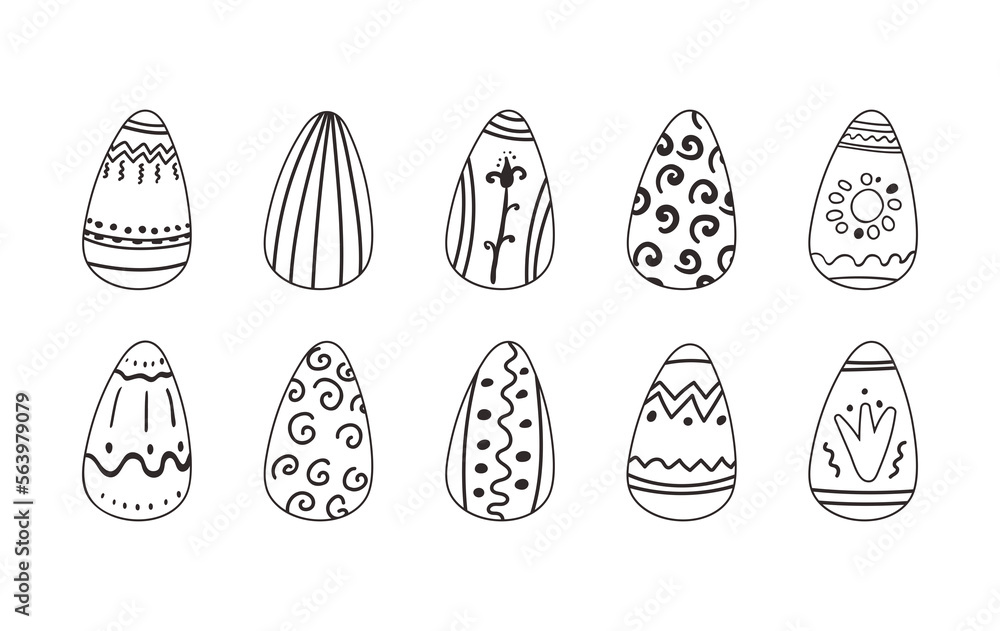 Easter eggs isolated vector contour set Easter eggs isolated vector contour set