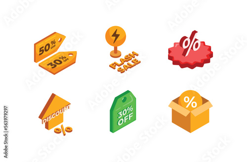 Discount,special sale period,flash  sale,percent of discount,double sale,super discount,box discount.Sale banner banners special offer discount tags isometric vector concept.
