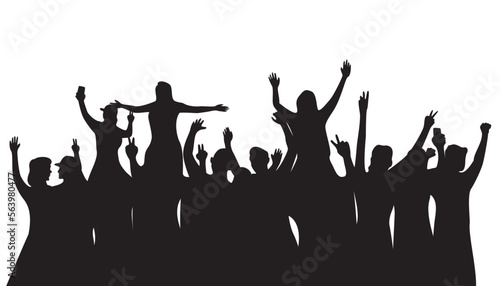 happy crowd people silhouette design illustration. crowd in concert.