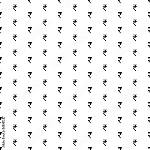 Square seamless background pattern from geometric shapes. The pattern is evenly filled with big black indian rupee symbols. Vector illustration on white background
