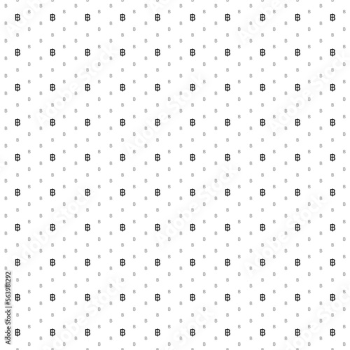 Square seamless background pattern from geometric shapes are different sizes and opacity. The pattern is evenly filled with small black thai baht symbols. Vector illustration on white background