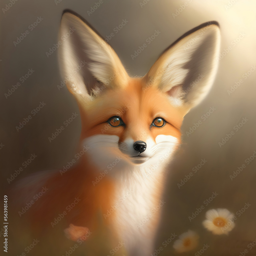 Obraz premium Generative AI: cute exotic pink fantasy fox in pastel colors