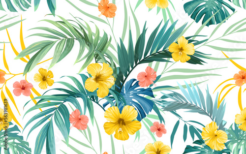 Tropical pattern with green...