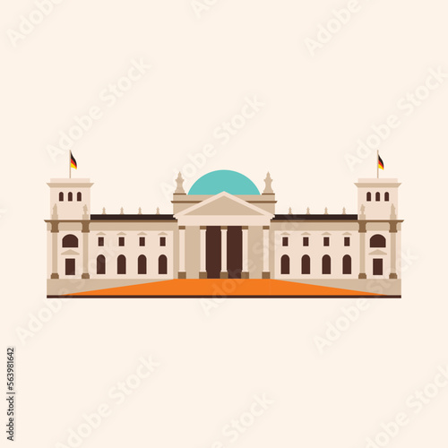 Reichstag building in Berlin. Flat illustration.