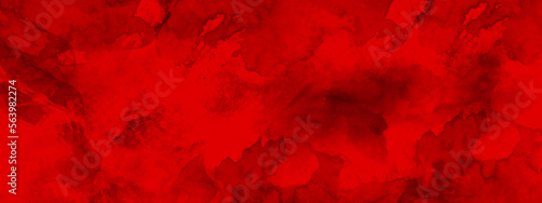Abstract Watercolor red grunge background painting.Red grunge old paper texture. Red watercolor ombre leaks and splashes texture on red watercolor paper background. Watercolor hand drawn illustration.
