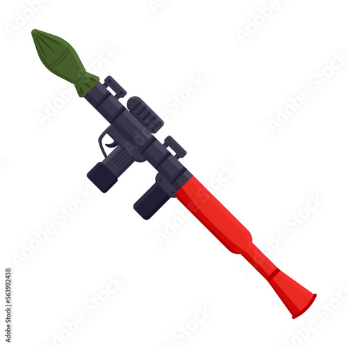 Single shot grenade launcher. Military weapon illustration. Army weapon isolated on white background. War, battle concept