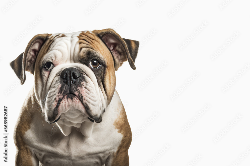 Studio portrait of a canine bulldog, cute puppy, animal isolated, Generative AI