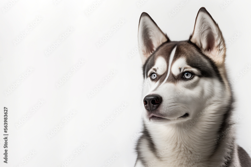 A cute husky dog in white background, Generative AI A cute husky dog in white background, Generative AI