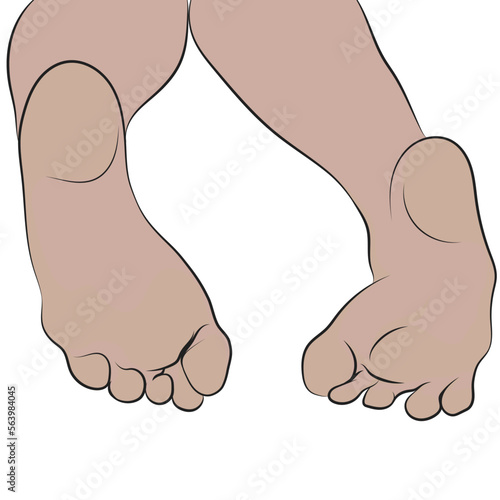 Legs of young woman, showing soles.