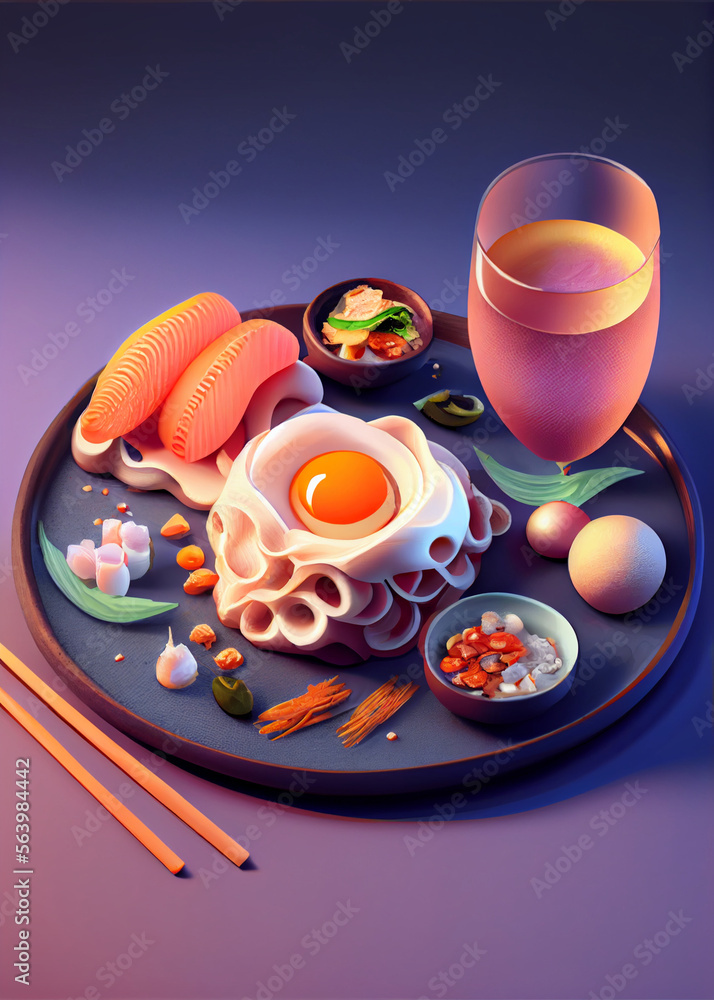 set of Chinese food on containers top view, Various Chinese food in