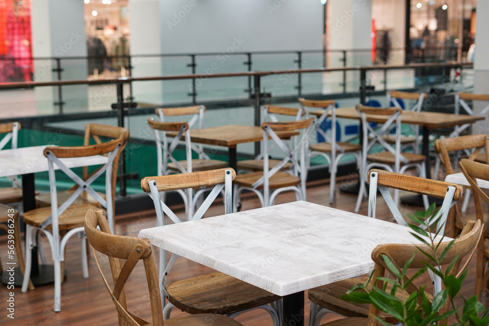 Cafe in the shopping center . interior design With chairs and tables in the store