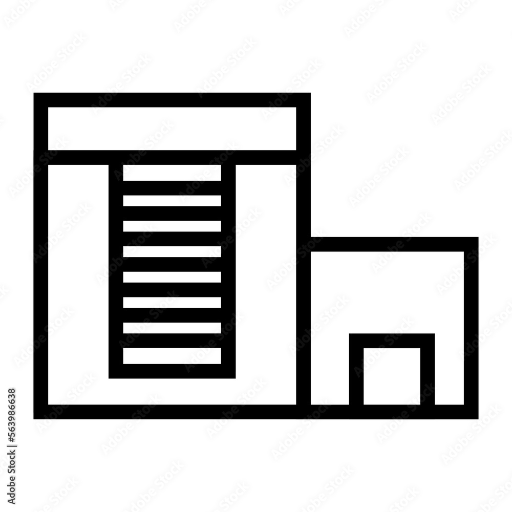 Warehouse building icon line isolated on white background. Black flat thin icon on modern outline style. Linear symbol and editable stroke. Simple and pixel perfect stroke vector illustration