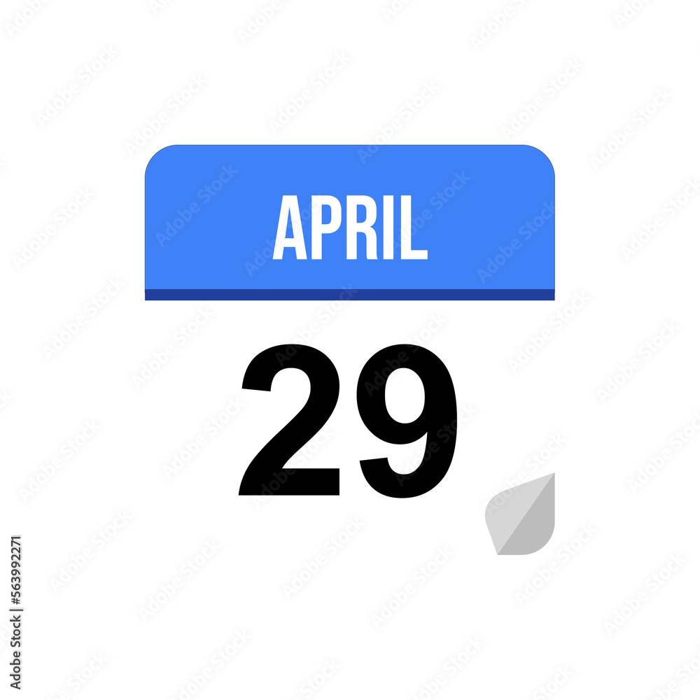 29 April calendar date icon on transparent background 29 April calendar date icon on transparent background
